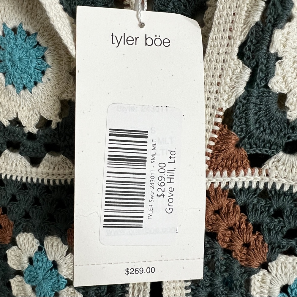 Tyler Böe Crocheted Mid Length Cardigan Sweater Granny Square Crochet S … - Picture 16 of 16